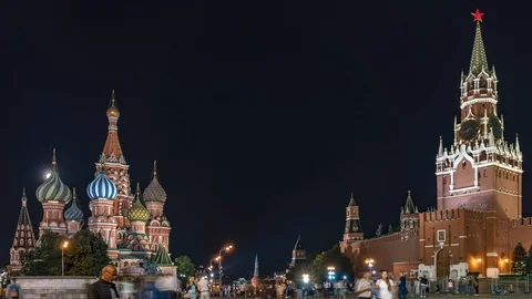 The full moon moves over Red Square. Moscow, Russia. Timelapse Stock Footage 115845920