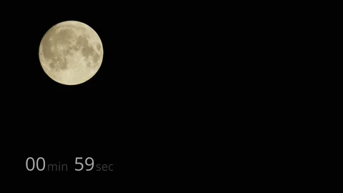 A full moon moving at 10x speed with a real time indicator clock. 4K tripod Stock Footage 209982686