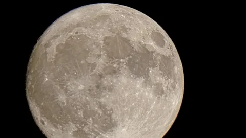 Full moon moving across night sky close-up. Surface of a natural Earth satellite Stock Footage 271293452