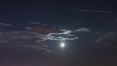 The Full Moon Moving Behind The Clouds, Time Lapse Stock Footage 150451546
