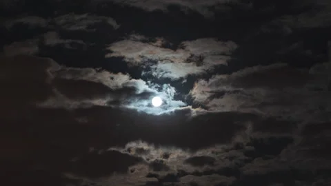 The Full Moon Moving Behind The Clouds, Time Lapse Stock Footage 150769621