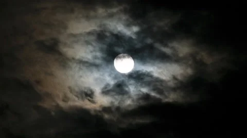 The Full Moon Moving Behind The Clouds, Time Lapse Stock Footage 150770062