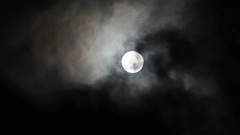 Full moon with moving clouds and corona Stock Footage 151235253