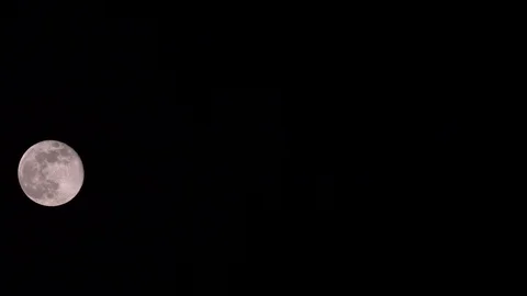 Full moon moving in the night dark sky without stars in the spring Stock Footage 128309218