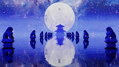 Full Moon Night 02 Ilustração Stock