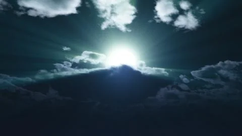 Full moon at night cloud sky, illustration Stock Illustration
