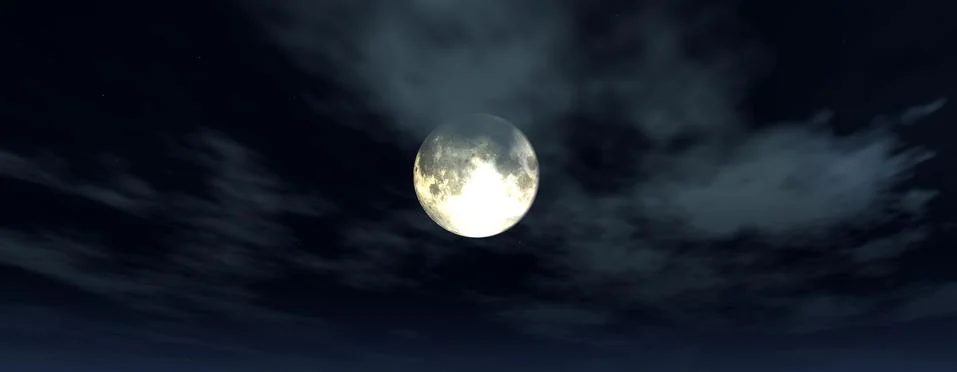 Full moon at night cloud sky, illustration Stock Illustration