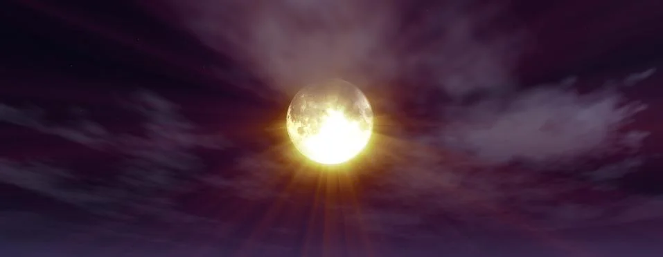 Full moon at night cloud sky, illustration Illustrazione stock