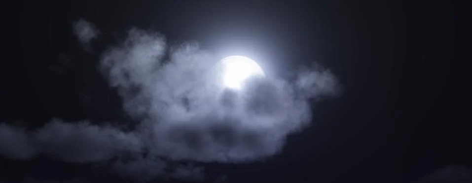 Full moon at night cloud sky, illustration Illustrazione stock