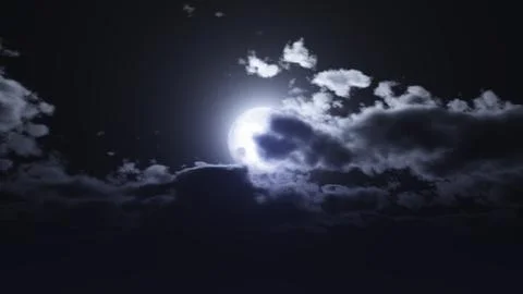 Full moon at night cloud sky, illustration Stock Illustration