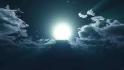 Full moon at night cloud sky, illustration Illustrazione stock