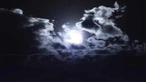 Full moon at night cloud sky, illustration Stock Illustration