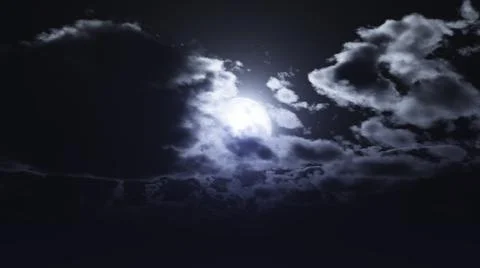 Full moon at night cloud sky, illustration Stock Illustration