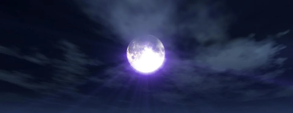 Full moon at night cloud sky, illustration Stock Illustration