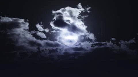 Full moon at night cloud sky, illustration Stock Illustration