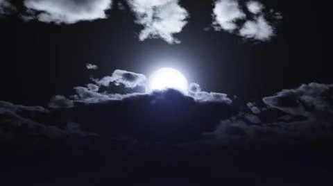 Full moon at night cloud sky, illustration 스톡 일러스트