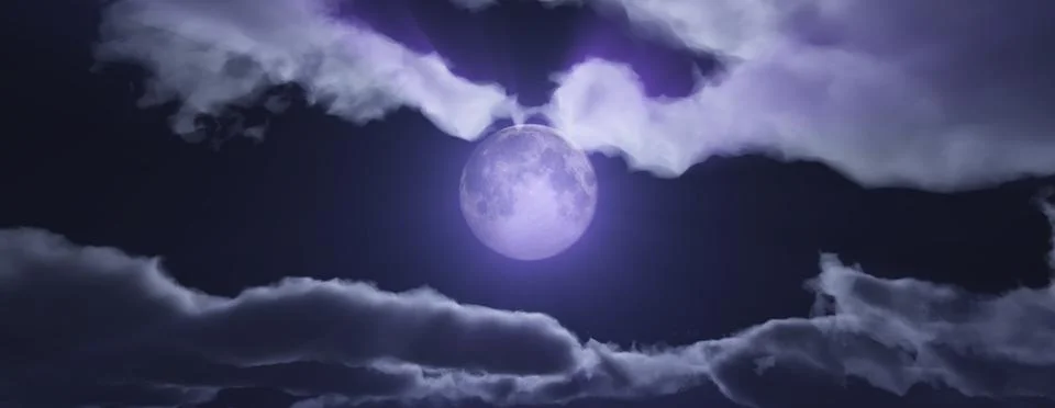 Full moon at night cloud sky, illustration Stock Illustration