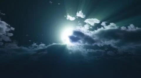 Full moon at night cloud sky, illustration Illustrazione stock