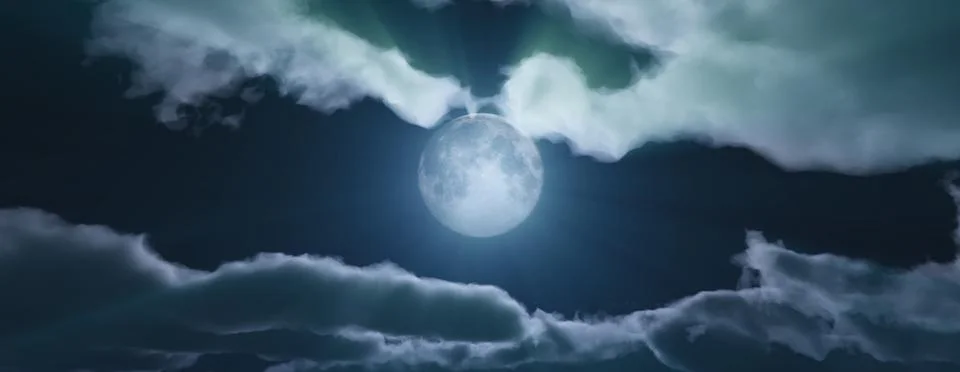 Full moon at night cloud sky, illustration Stock Illustration