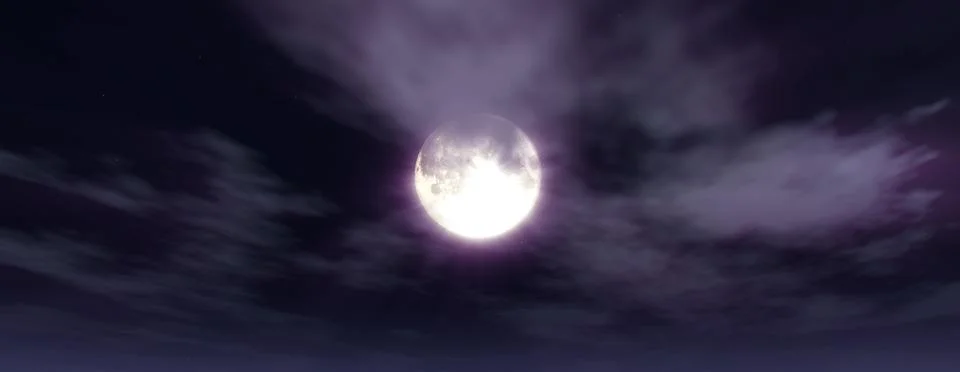 Full moon at night cloud sky, illustration Stock Illustration
