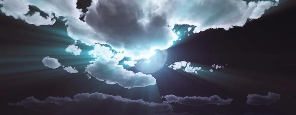 Full moon at night cloud sky, illustration Stock Illustration