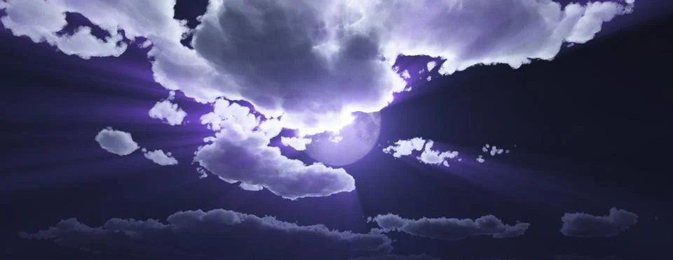 Full moon at night cloud sky, illustration Stock Illustration