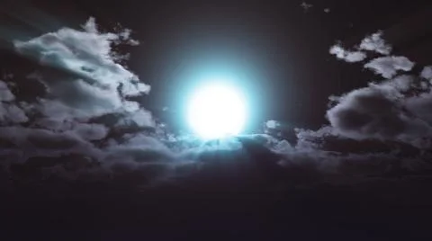 Full moon at night cloud sky, illustration Stock Illustration