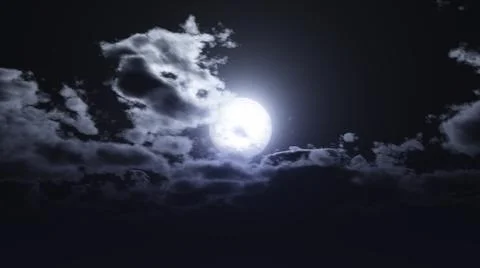 Full moon at night cloud sky, illustration Illustrazione stock