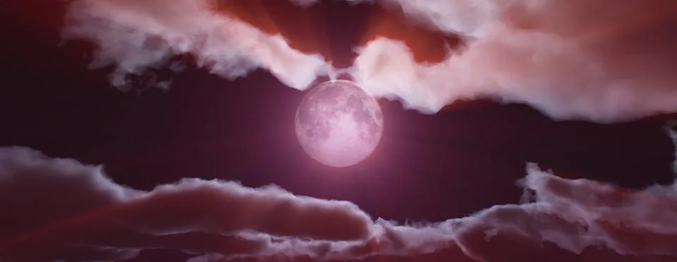 Full moon at night cloud sky, illustration Illustrazione stock