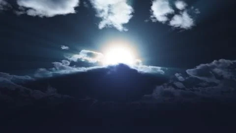 Full moon at night cloud sky, illustration Illustrazione stock