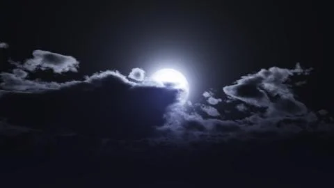 Full moon at night cloud sky, illustration Illustrazione stock