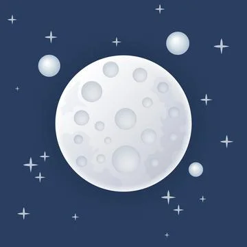 Full moon night icon in flat style. Lunar landscape vector illustration on .. イラスト素材