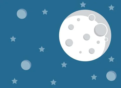 Full moon night icon in flat style. Lunar landscape vector illustration on .. Illustrazione stock