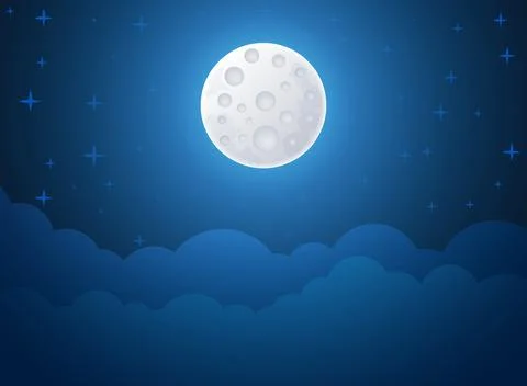 Full moon night icon in flat style. Lunar landscape vector illustration on .. Illustrazione stock
