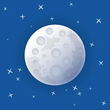 Full moon night icon in flat style. Lunar landscape vector illustration on .. Illustrazione stock