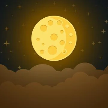 Full moon night icon in flat style. Lunar landscape vector illustration on .. Illustrazione stock