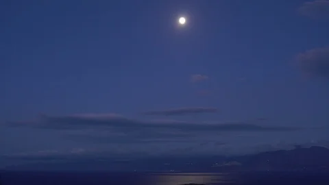 Full Moon Night Landscape On The Background Of The Mountain. Wide Angle Stock Footage 109071332