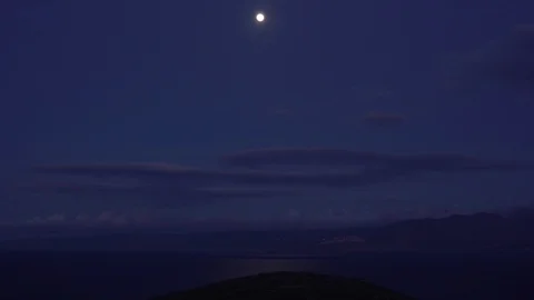 Full Moon Night Landscape On The Background Of The Mountain. Wide Angle Stock Footage 109533234