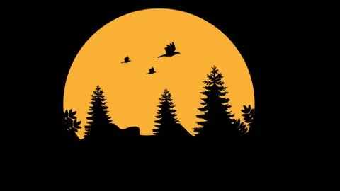Full Moon in night scene Stock Illustration