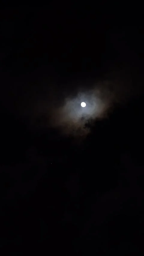 Full moon in the night sky above high-rise buildings illuminated by lanterns Stock Footage 296597333