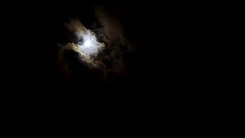 Full moon in the night sky, bright moon, night sky, the motion of clouds Stock Footage 119502624