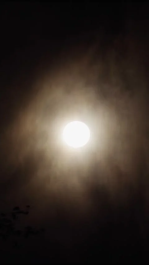 Full moon in the night sky with clouds. A time of mysticism, horror, and magic. Stock Footage 296315323