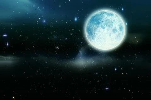 Full moon in the night sky Stock Illustration