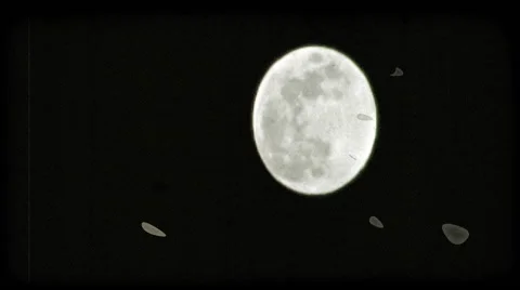 Full moon in night sky. Vintage stylized video clip. Stock Footage