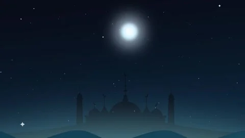 Full Moon Over Mosque Stock Footage 335622656