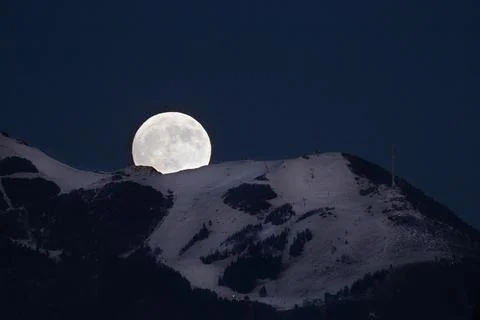 Full moon over the mountain Stock Photos