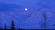 Full Moon Over Mountains, Alaska, Usa Stock Footage