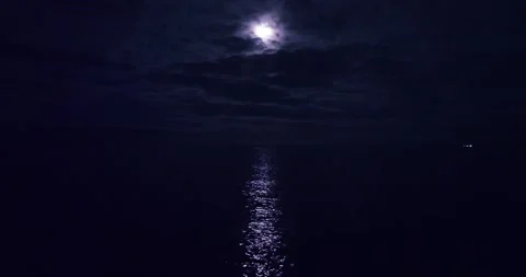 Full Moon over Pacific Ocean Redondo Beach Drone Aerial Footage Stock Footage 169773802