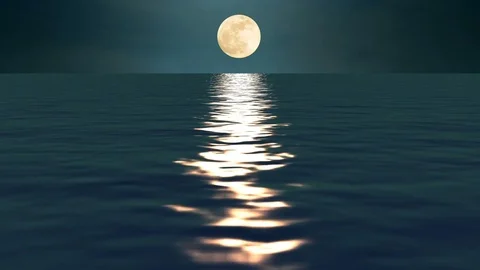 Full moon over the sea Video stock 121327063