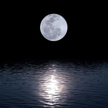 Full moon over water Stock Photos